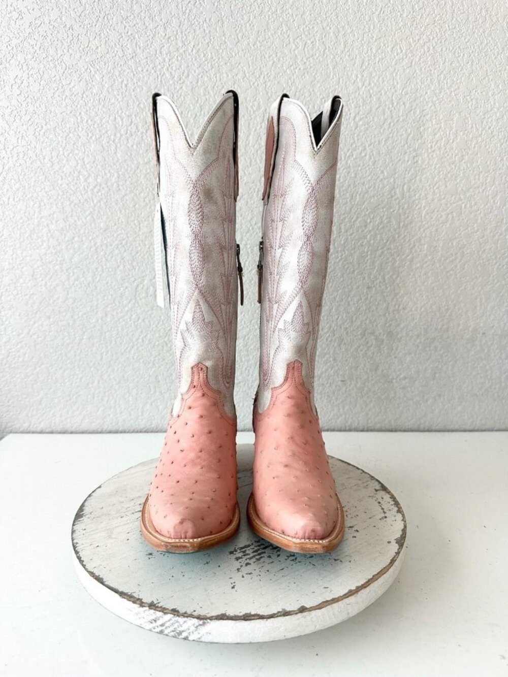Lane SKYLIGHT Cowboy Boots Pink Ostrich Western Cowgirl Tall Snip Toe Womens 6.5 - Picture 5 of 12